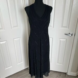 🖤 Jones New York Dress Black Beaded Sleeveless Lined Dress Size 10 Petite